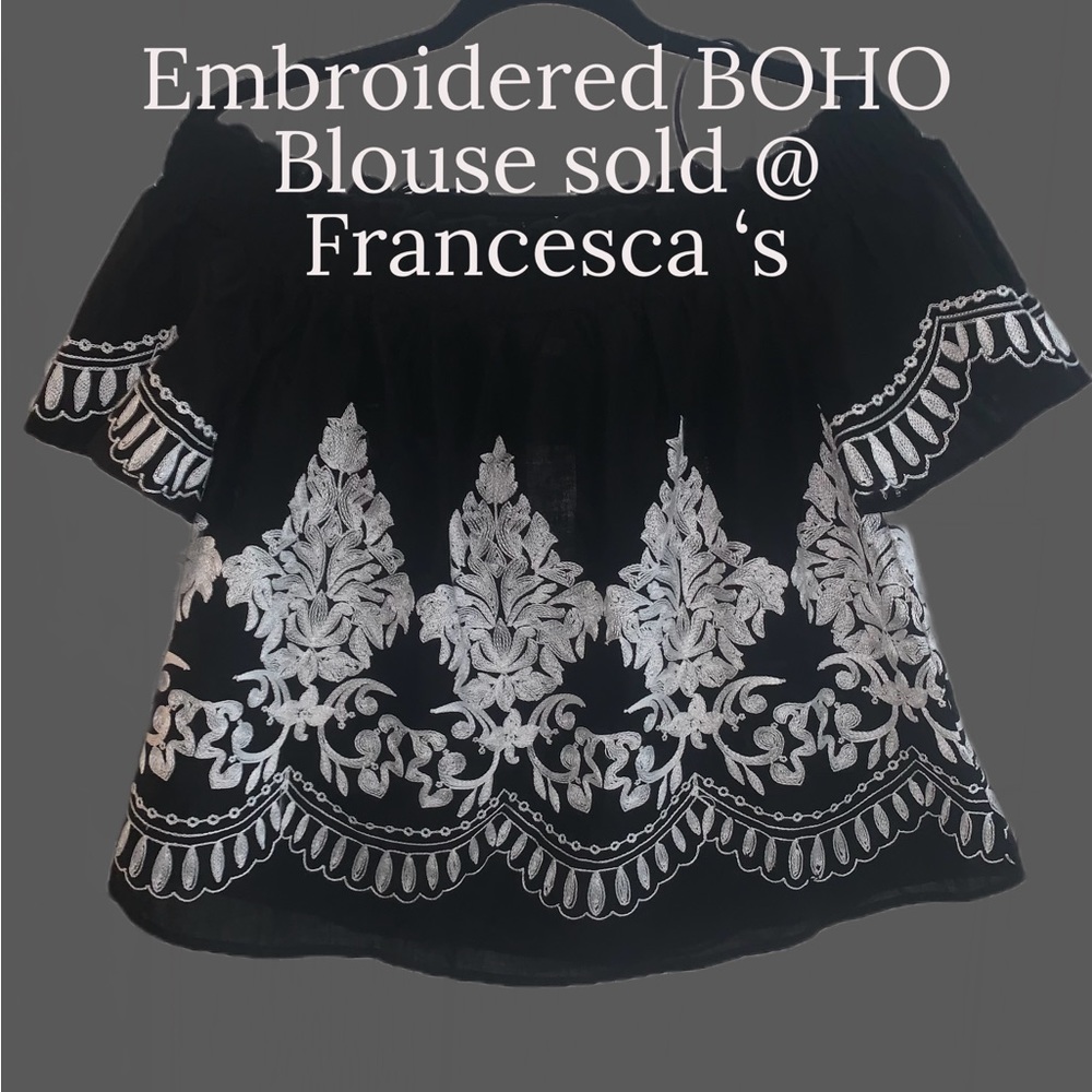 Embroidered Black &White Blouse-NWT size:Medium